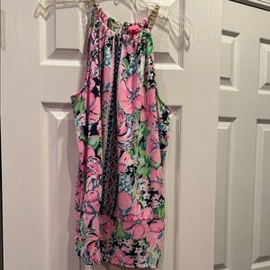 Lilly Pulitzer Pink and Navy Floral Bowen top